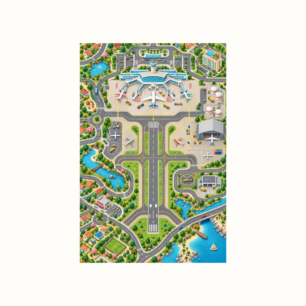 MyCity Airport Adventure Play Rug flat design