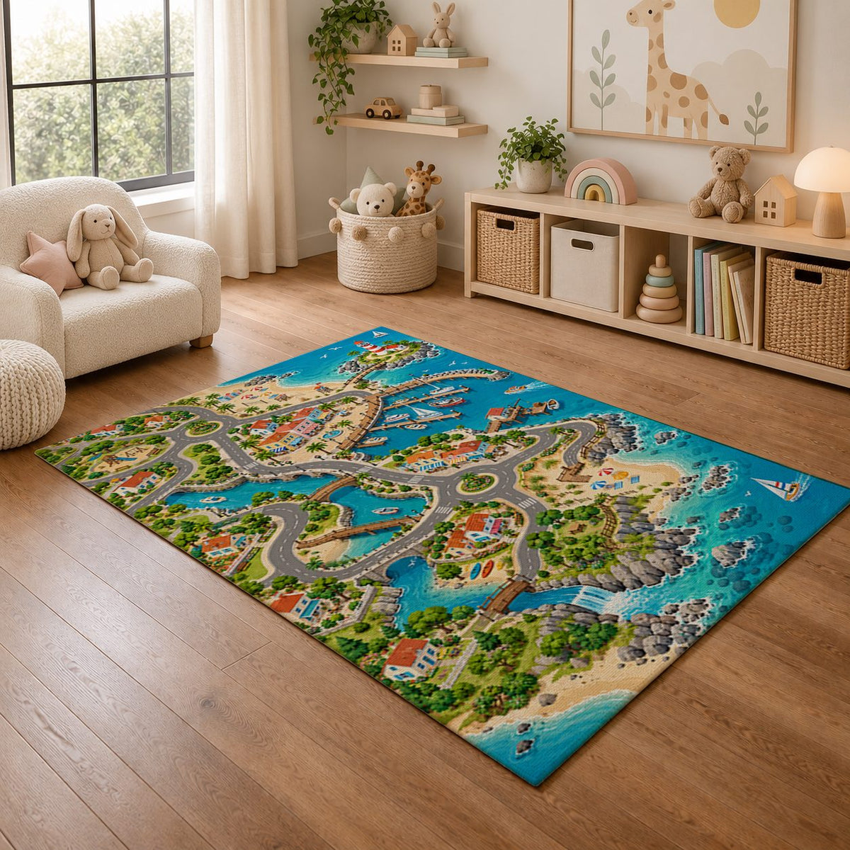 Mycity Beach Play Rug nursery angled view