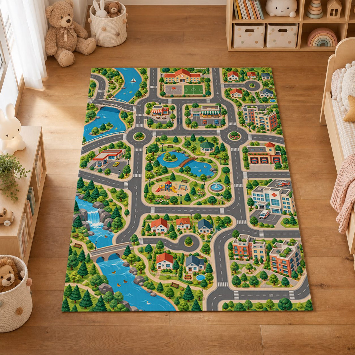 Mycity Classic Play Rug playroom overhead view