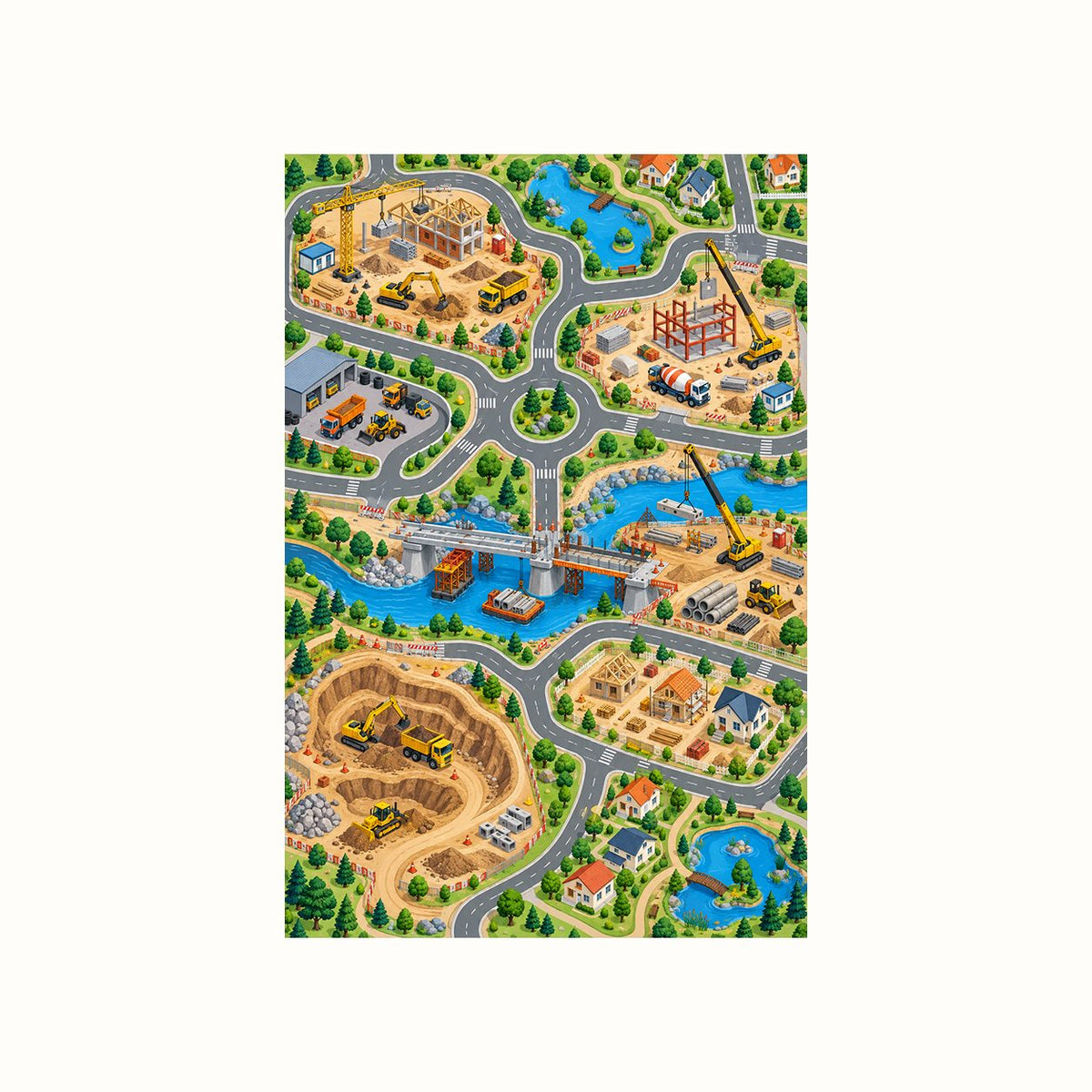 Mycity Construction Play Rug flat design