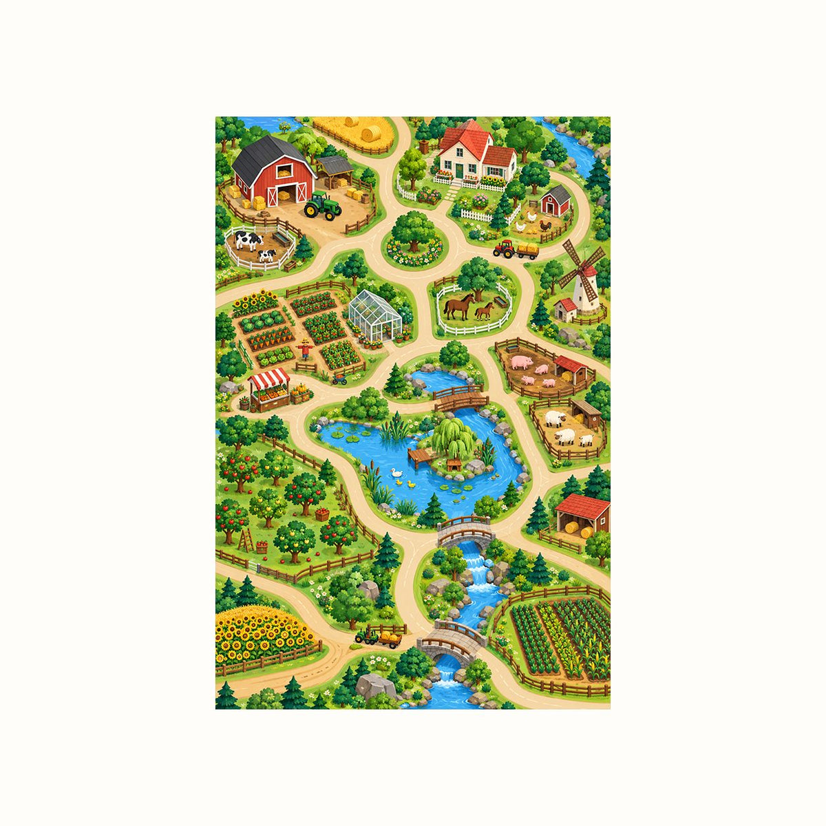 Mycity Farm Play Rug flat design