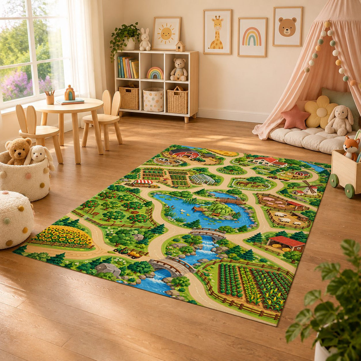 Mycity Farm Play Rug lifestyle room scene