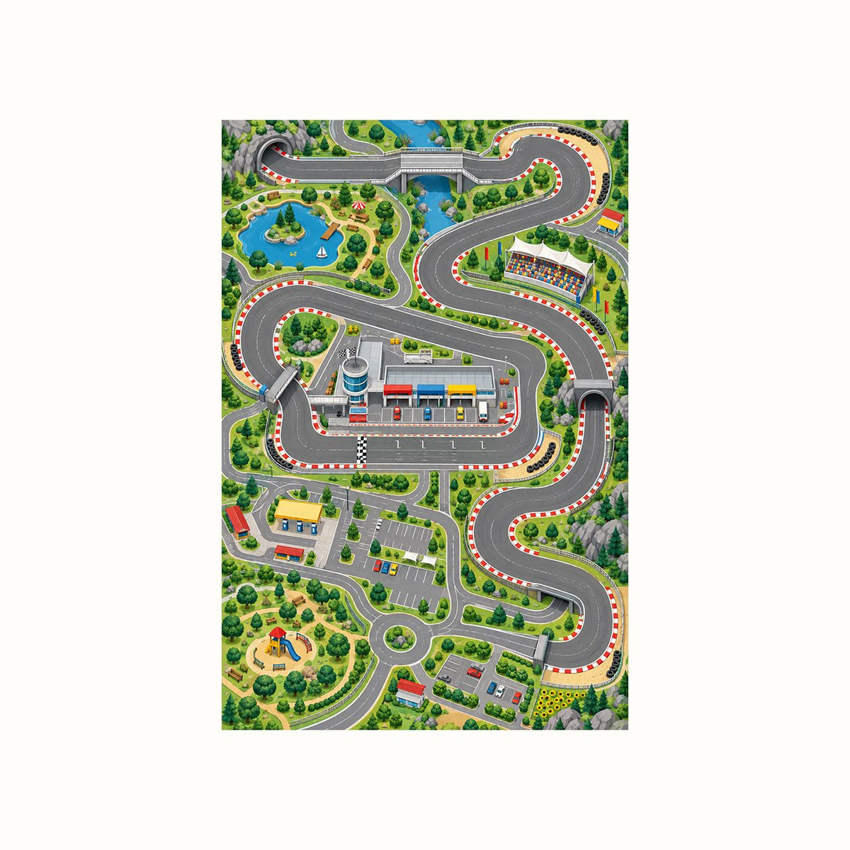 Mycity Race Play Rug flat design