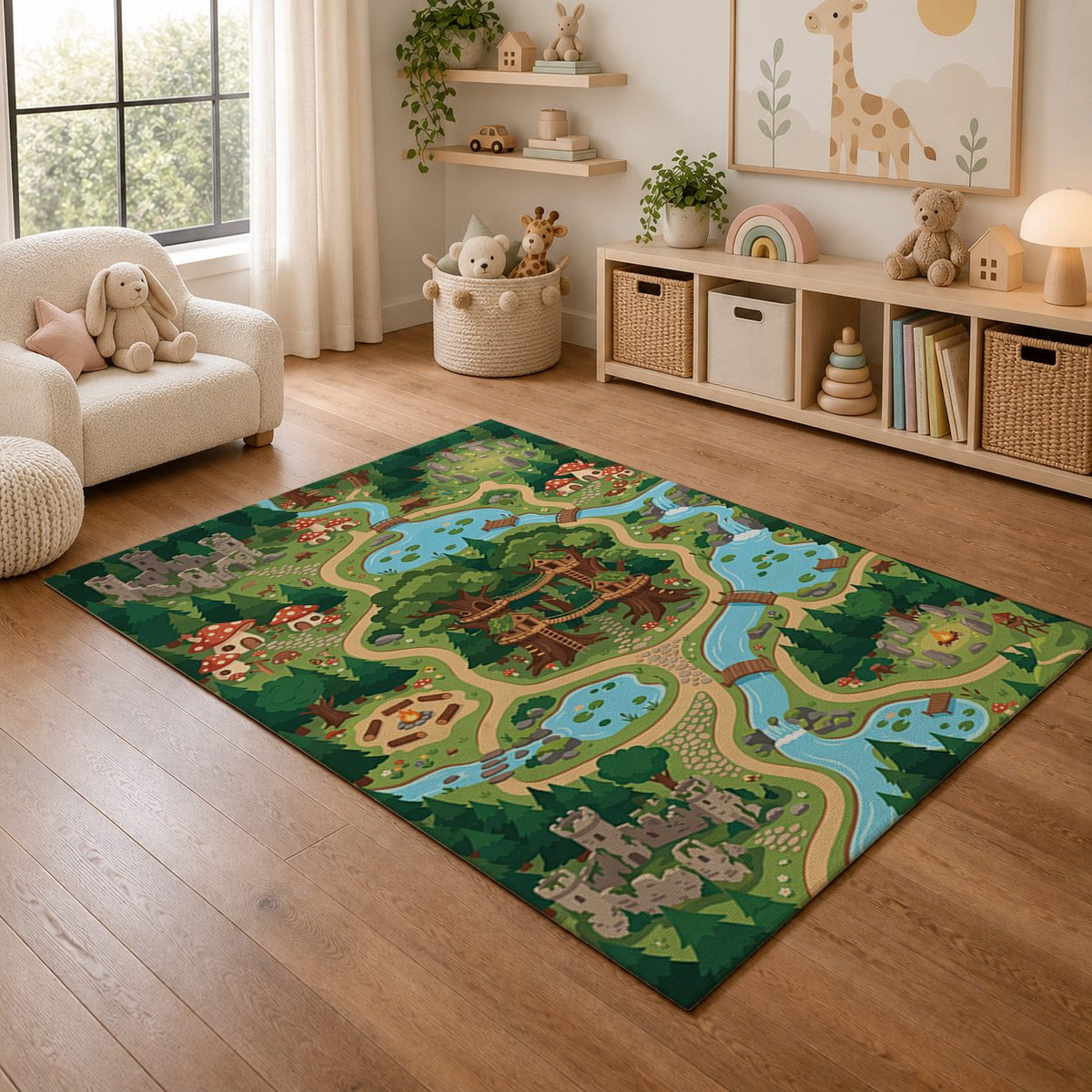 Mystic Forest Play Rug nursery angled view